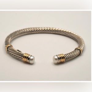 Bracelet 14K Gold and 925 Silver. Mother Pearl. Natural Stones.